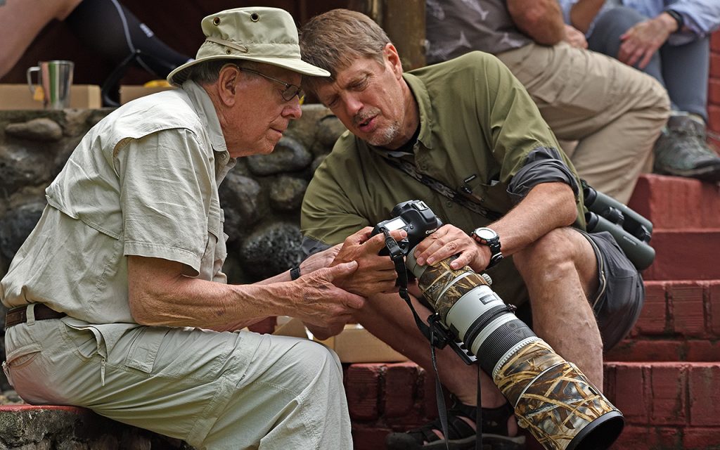 Dr. Eldon Greij, a professor emeritus of biology and respected ornithologist, and Dr. Tim Laman, ’83, a field biologist and award-winning wildlife photographer co-led a trip to Tanzania this May with the Hope College Alumni Association for alumni and friends of the college.