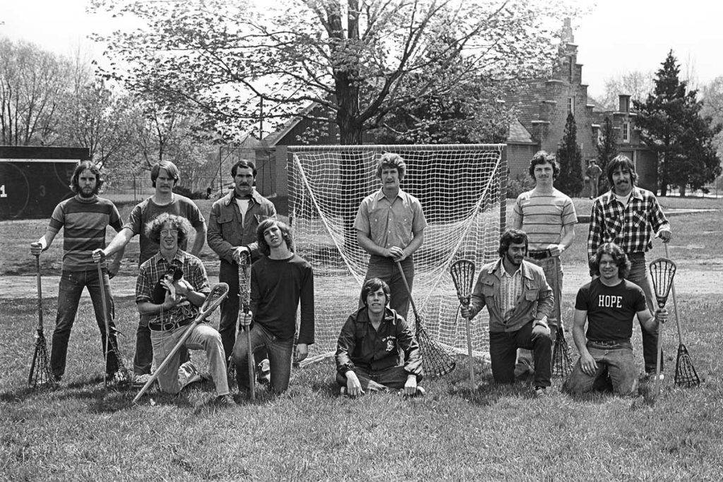 Now a varsity sport, lacrosse began in 1974 as a club team with borrowed uniforms