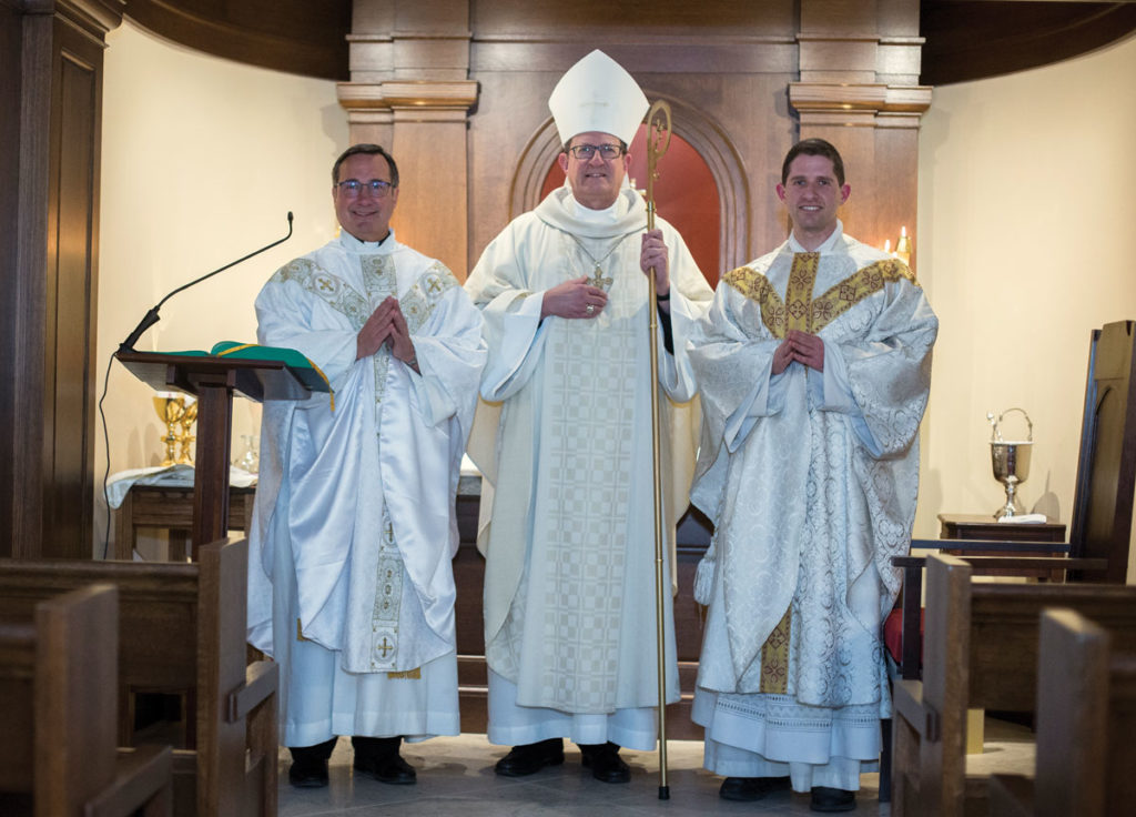 Pictured left to right: Fr. Charlie Brown, the Most Reverend David J. Walkowiak and Fr. Nick Monco
